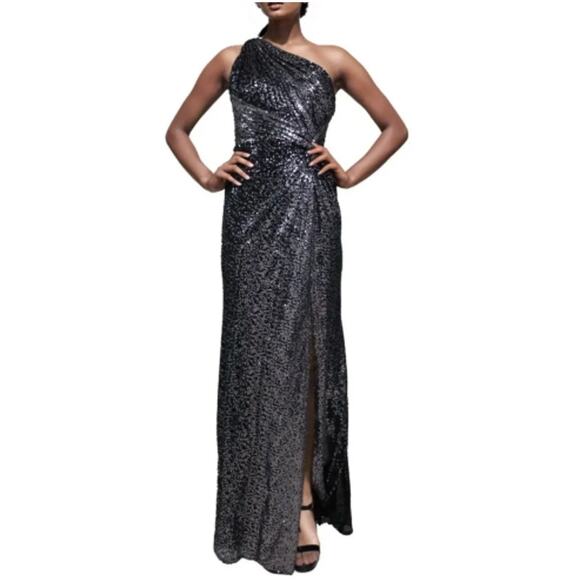 Rene Ruiz One Shoulder Twist Front Ombre Sequin Gown Size 10 - Picture 1 of 12